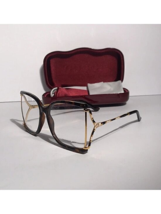 New Authentic Gucci GG0592O 002 Tortoise Square Frame Glasses